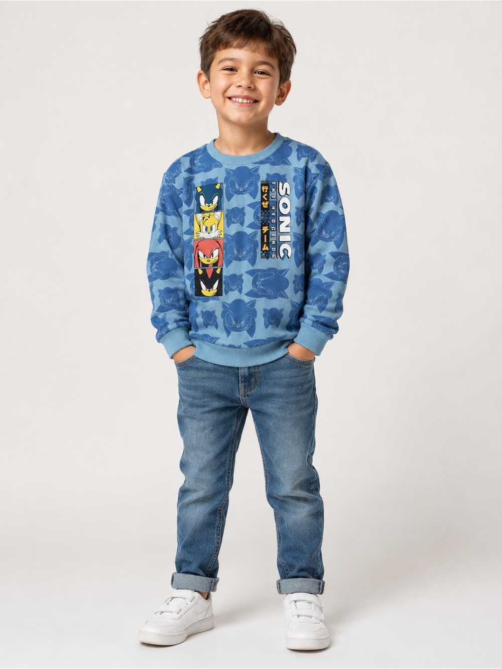Boys Blue Sonic Character Crewneck Sweatshirt